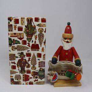Vtg Erzgebirge Christmas Incense Smoker Santa Claus 3 Toys Bag Germany Toys